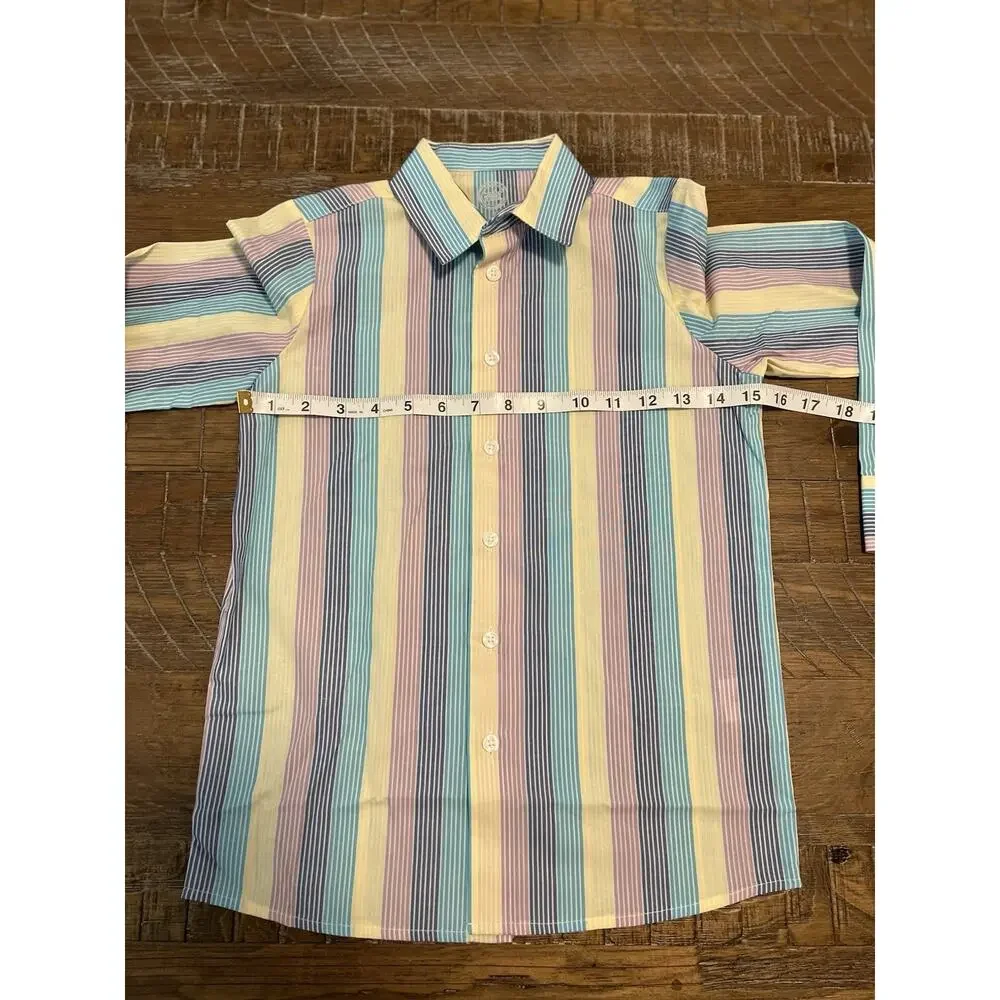Wonder Nation Boys Button Down Shirt Size 8 Long Sleeve Colorful Dress Shirt
